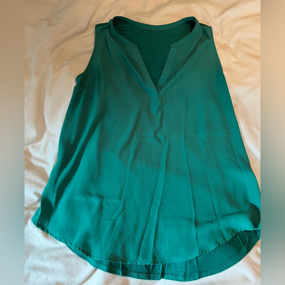 Green Sleeveless Mixed Media Blouse
